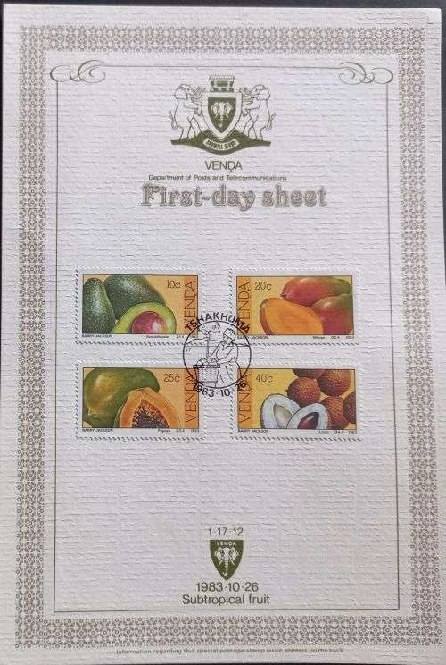 Venda 1983 Subtropical Fruit First Day Sheet no 1.17.12