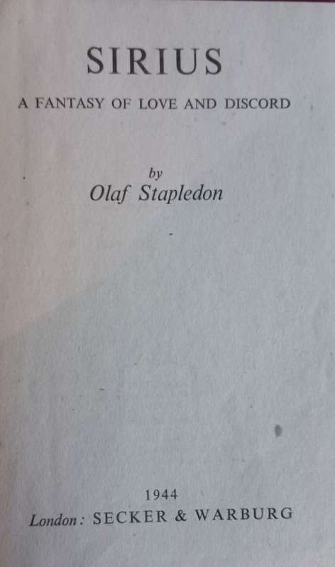 Sirius - Olaf Stapledon - Hardcover - Vintage Science Fiction - Rare book
