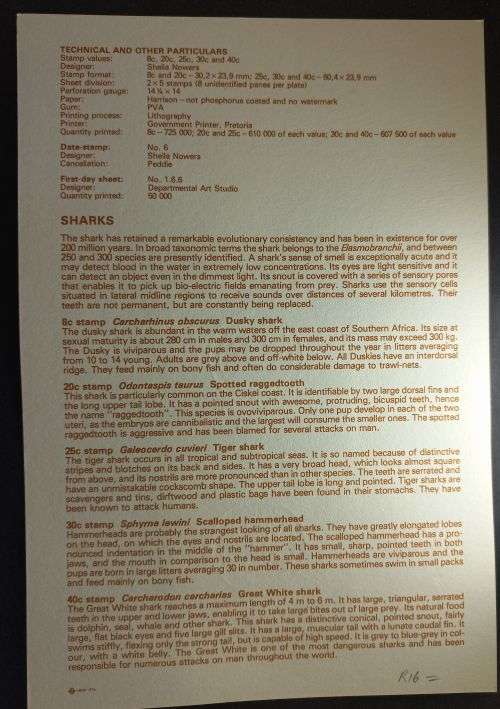 1983 Ciskei Sharks First-day Sheet 1.6.6