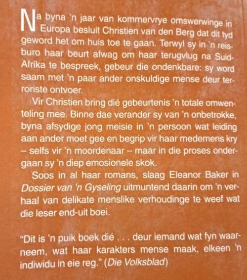 Dossier van `n Gyseling - Eleanor Baker - Softcover - 287 Pages