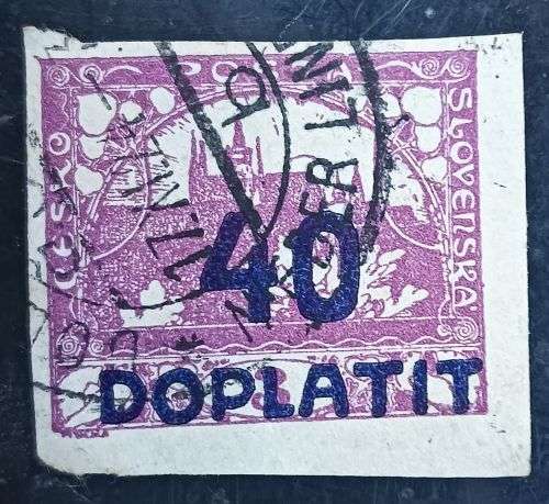 Czechoslovakia 1922 overprinted 49 Doplatit Postage Due used