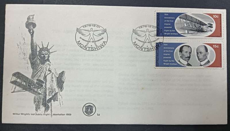 BOPHUTHATSWANA 1978 POWERED FLIGHT FDC 1.5