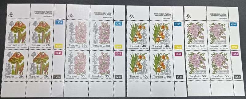 Transkei - Set of 4 Control Blocks of 4 - 1990 - Indigenous Flora - MNH