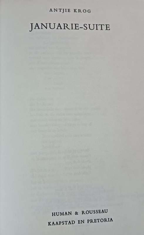 Januarie-Suite - Antjie Krog - Hardcover - 59 pages