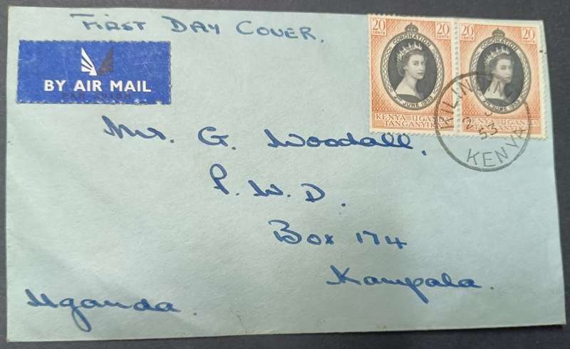 Kenya Uganda Tanganyika 2/6/1953  - Coronation of Queen Elizabeth II on home-made FDC