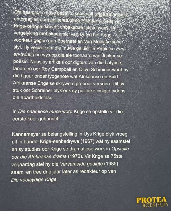Die Naamlose Muse - Uys Krige - Hardcover - 322 pages