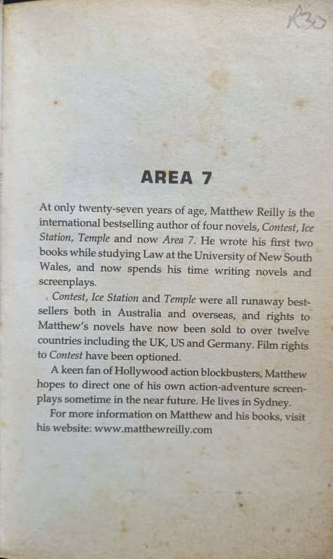 Area 7 - Matthew Reilly - Softcover - 571 Pages