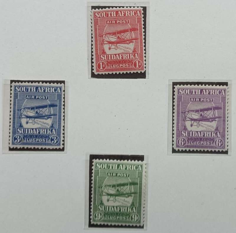 Union of SA 1925 25 Feb Airmail Airplanes set UMM & 1929 16 Aug Airmail Airplanes UMM On Alb page