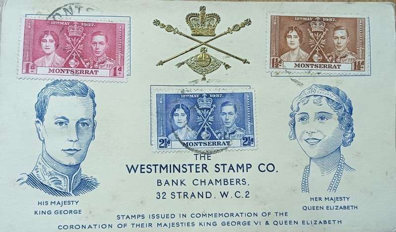 Monserrat 1937 Coronation of King George V1 on FDC Monserrat to London
