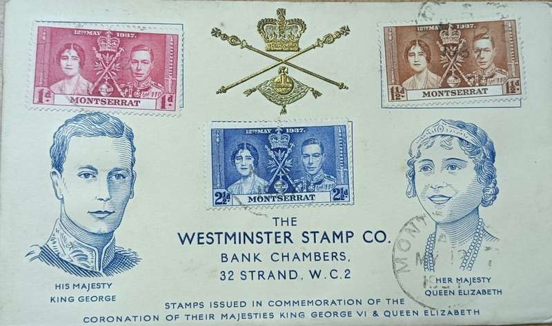 Monserrat 1937 Coronation of King George V1 on FDC Monserrat to London