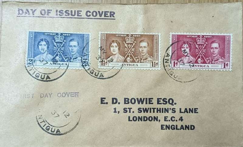 Antigua 1937 Coronation of King George V1 on FDC Antigua to London