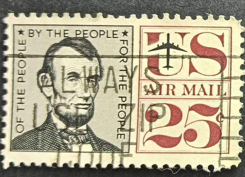 United States Postage 1960 25c Airmail Stamp used