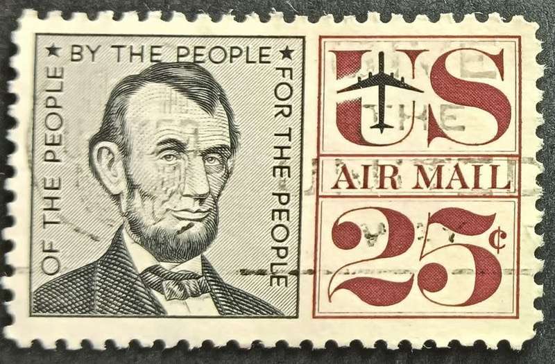 United States Postage 1960 25c Airmail Stamp used