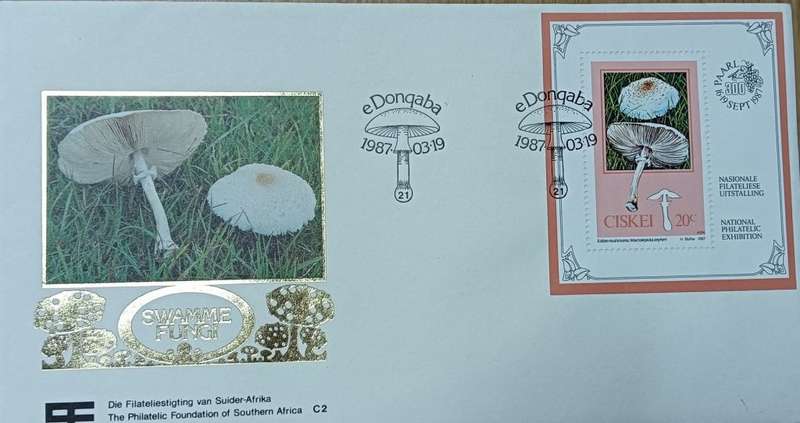 Ciskei 1987 FDC Swamme Fungi Min Sheet 1987.03.10 no C2