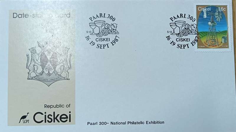 Ciskei 1987 Date Stamp Card Paarl 300 16-19 Sep 1987 no S17