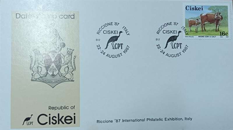 Ciskei 1987 Date Stamp Card Riccione 22-24 Aug 1987 no S12