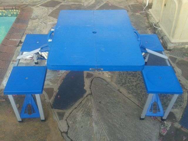 Blue Plastic Folding Picnic Table (See description)