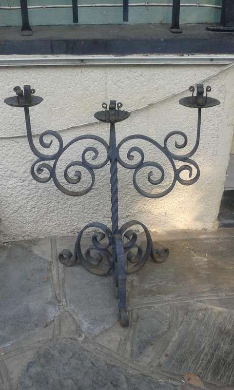 VINTAGE WROUGHT IRON CANDELABRA