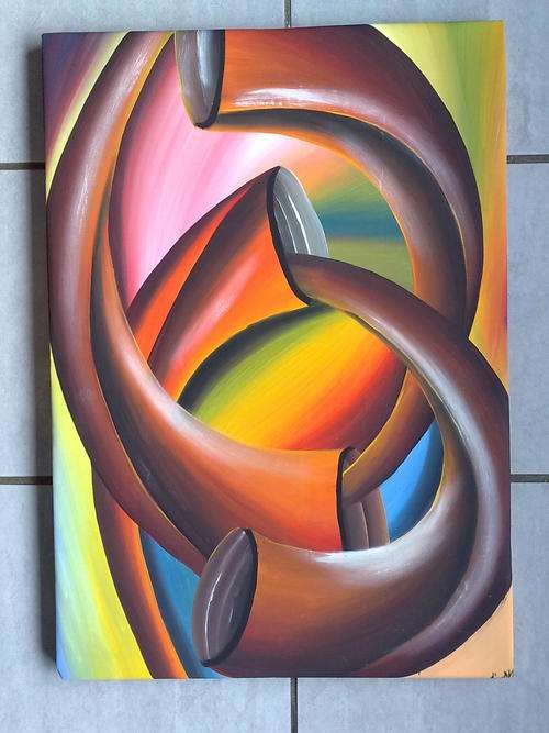 AFRICAN PAINTING - Acrylic Hand Painted Abstract Art **READY TO HANG** Great Gift 61cm x 43cm