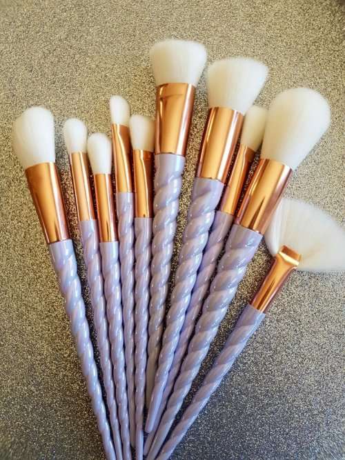 10 Piece White Unicorn Brush Set