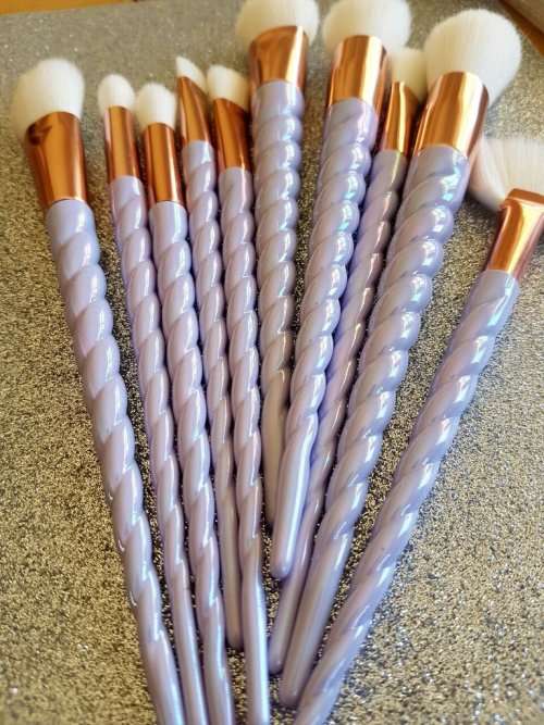 10 Piece White Unicorn Brush Set