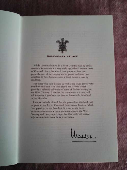 The West country book by J.C Trewin. Foreword by Prins Charles. H/C  1st 1981