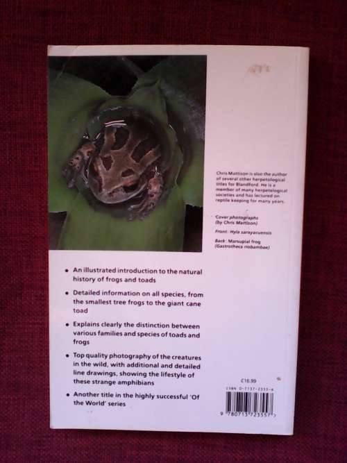 Frogs and Toads of the world by Cris Mattison. S/C 1998