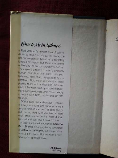 Come to me in silence by Rod McKuen. H/C  1st British ed 1974