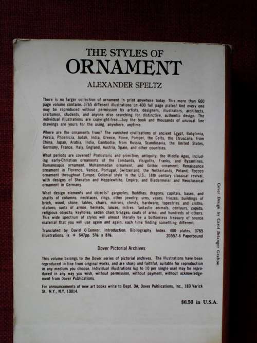 The styles of ornament by Alexander Speltz. S/C   1959