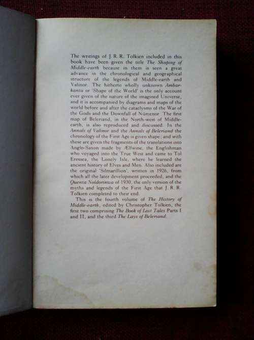 The Shaping of Middle-earth by J.R.R. torien. S/C  1988