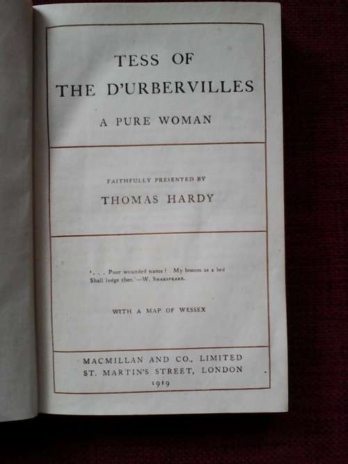 Tess of the D Urbervilles by Thomas Hardy. S/C 1919
