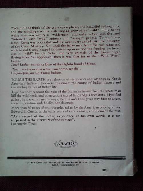 Touch the Earth compiled by TC McLuhan. S/C. 185 pp.