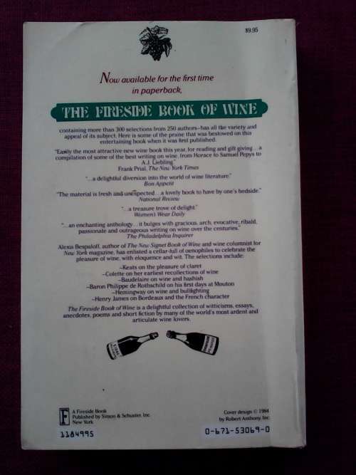 The Fireside Book of Wine, selected and edited by Alexis Bespaloff. S/C. 445 pp.