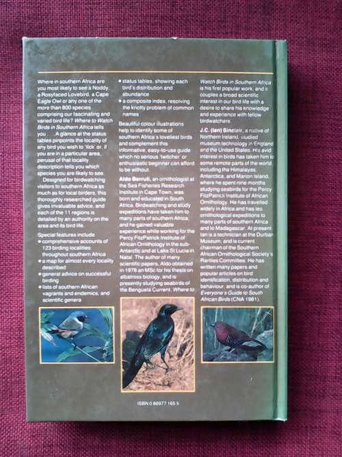 Where To Watch Birds In Southern Africa by Berruti and Sinclair. H/C. 302 pp.
