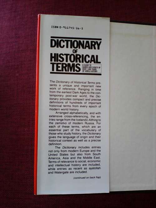 Dictionary of Historical Terms by Chris Cook. H/C with dust jacket. 304 pp.