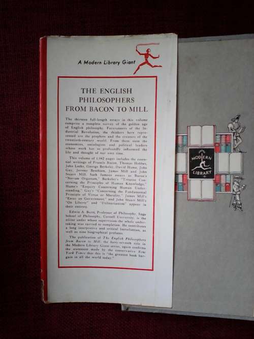 The English Philosophers, from Bacon to Mill. Ed. Edwin A Burtt. H/C with jacket. 1939. 1041 pp.