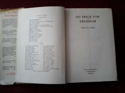 No Price for Freedom by Philip Gibbs. 1955. H/C with jacket. 421 pp.