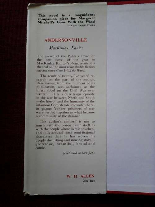 Andersonville by MacKinlay Kantor. First edition 1956. H/C with jacket. 768 pp. 1,3 kg.