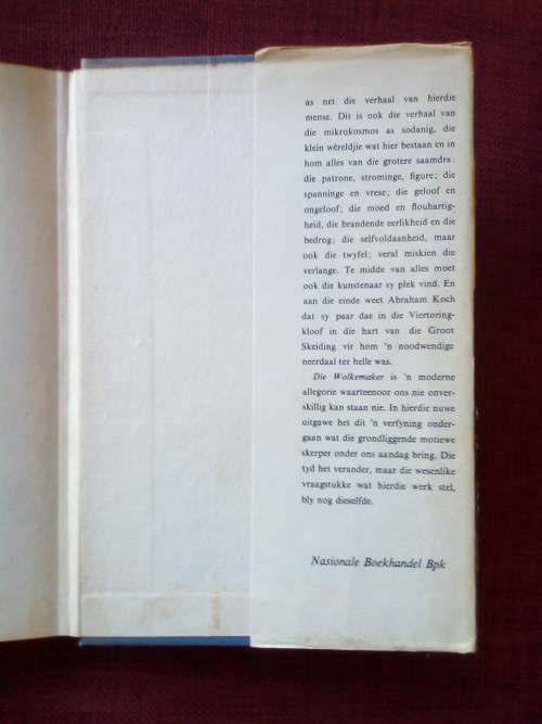 Die Wolkemaker deur WA de Klerk. 2de uitgawe 1962. H/B met omslag. 217 pp.
