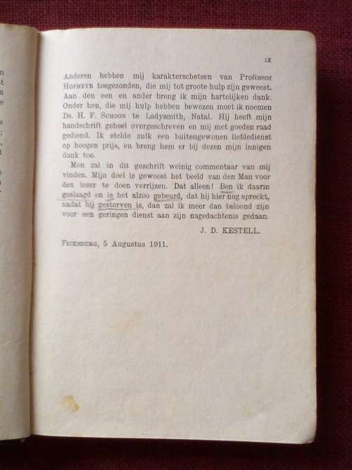 Het Leven van prof NJ Hofmeyr door JD Kestell. 1ste uitgawe 1911. H/B. 248 pp.