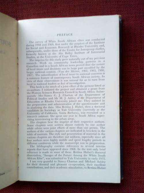 White African Elites by HW Van der Merwe et al. 1st 1974. H/C with jacket. 190 pp.