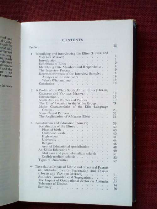 White African Elites by HW Van der Merwe et al. 1st 1974. H/C with jacket. 190 pp.
