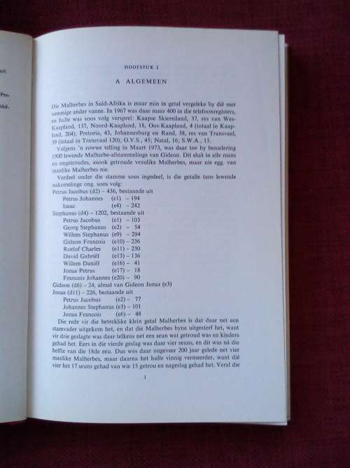 Stamregister van die Malherbes in Suid-Afrika deur GH Malherbe. 1ste uitgawe 1974. H/B met stofjas.