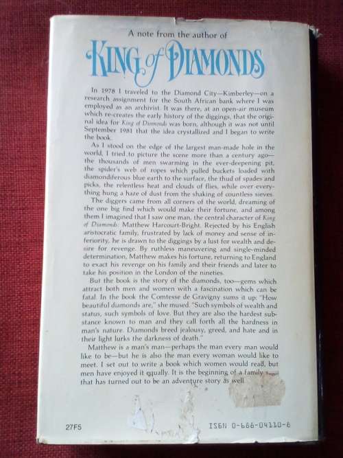 King of Diamonds by Carolyn Terry. 1st 1983. H/C with jacket. 474 pp.
