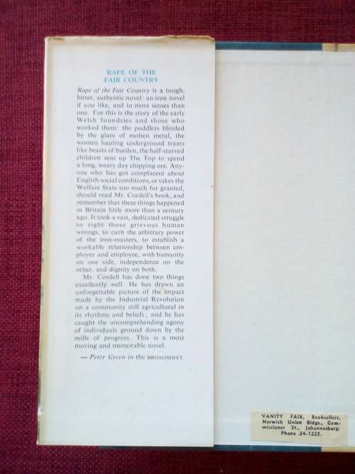 Rape of the Fair Country by Alexander Cordell. 1960. H/C with jacket. 288 pp.