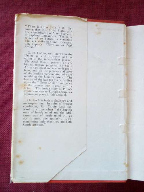 There Are No South Africans by GH Calpin. 1st 1941. H/C with jacket. 412 pp.