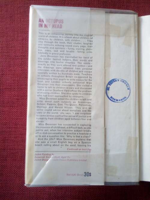 An Octopus in My Head by Jane Deverson. 1st 1967. H/C. 255 pp.