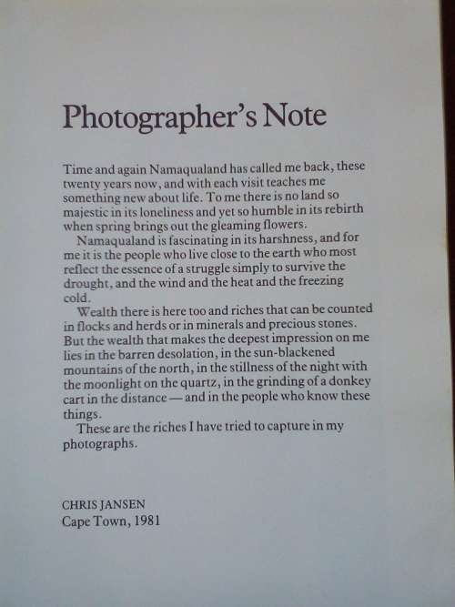 Namaqualand: Thirstland in Bloom by Chris Jansen. 1st 1981. H/C with jacket. Large format.