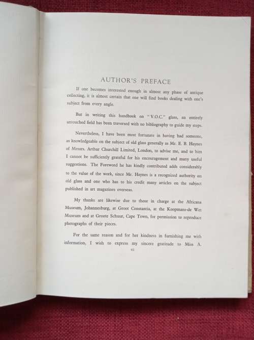 In Search of VOC Glass by David Heller. 1951. H/C. Large format. 103 pp.