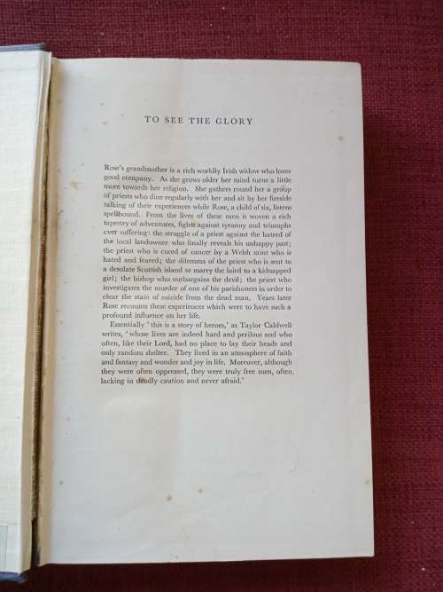 To See the Glory by Taylor Caldwell. 1st 1963. H/C with jacket. 384 pp.
